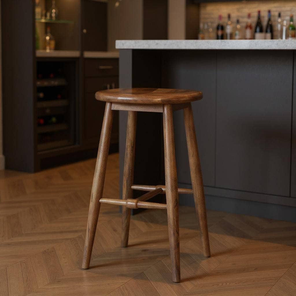 HomeRoots - Venta al por mayor Sillas - Taburete de bar sin respaldo de 30" de altura de madera maciza natural.1