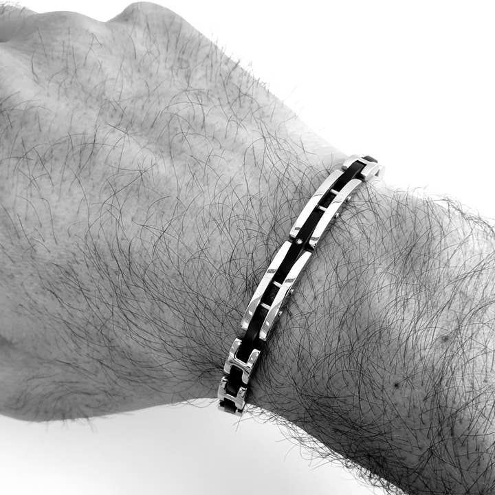 Armband in zwart pvd-staal en witte diamant voor wholesale door M di Martina