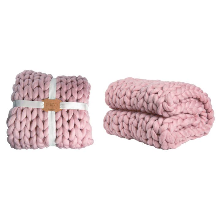 VIP Home & Garden - Wholesale Throw Blanket - CLOSEOUT VIP Fabric 60 in. Pink Chunky Knitted Throw