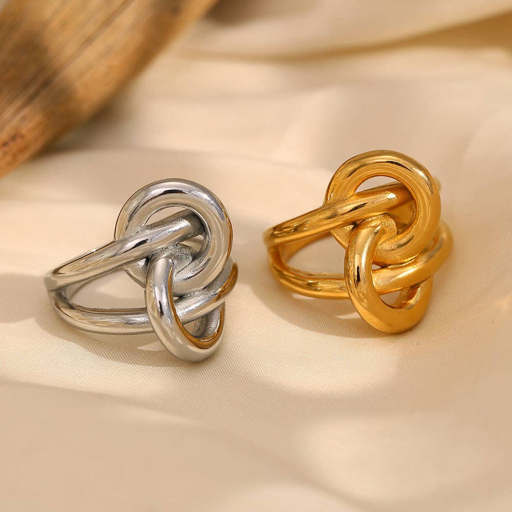 Revelari - Wholesale Band/Stacked Ring - 18K Gold Plated Stainless Steel Double Knot Statement Ring2