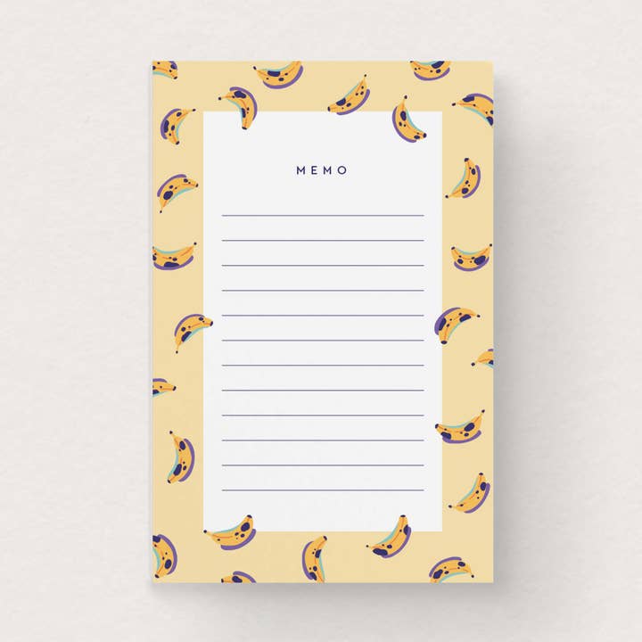 Fruit Pattern Notepad - Banana for wholesale by Mimosa Design