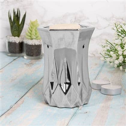 Silver Geo Warmer. for wholesale by Candle Knights Supplies