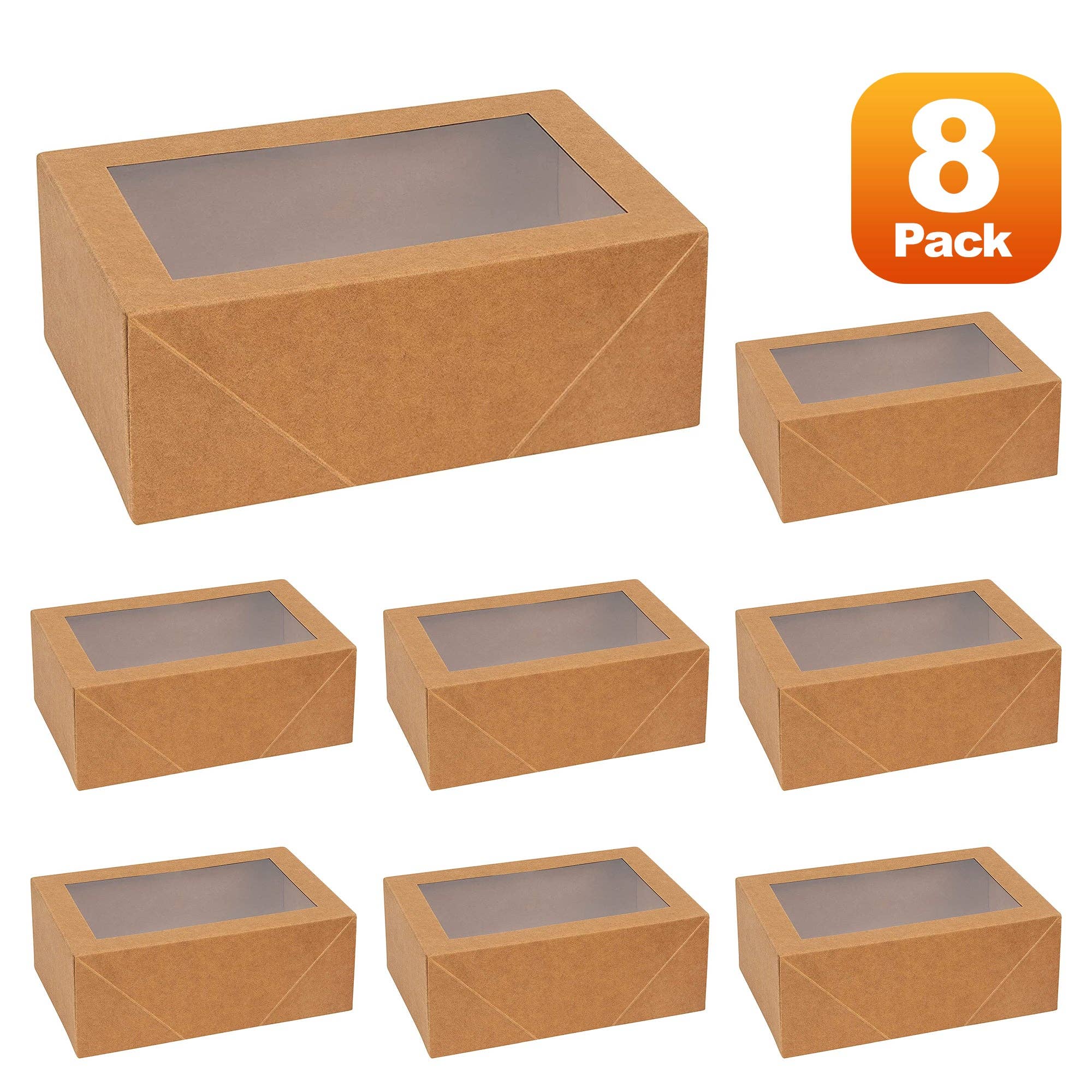 Hammont - Wholesale Food Storage Container - Premium Rectangular Bakery Boxes 8 Pack Kraft 7.5X5X3"1
