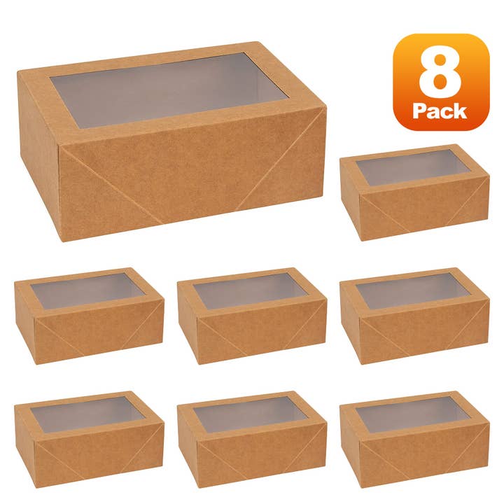 Hammont - Wholesale Food Storage Container - Premium Rectangular Bakery Boxes 8 Pack Kraft 7.5X5X3"1