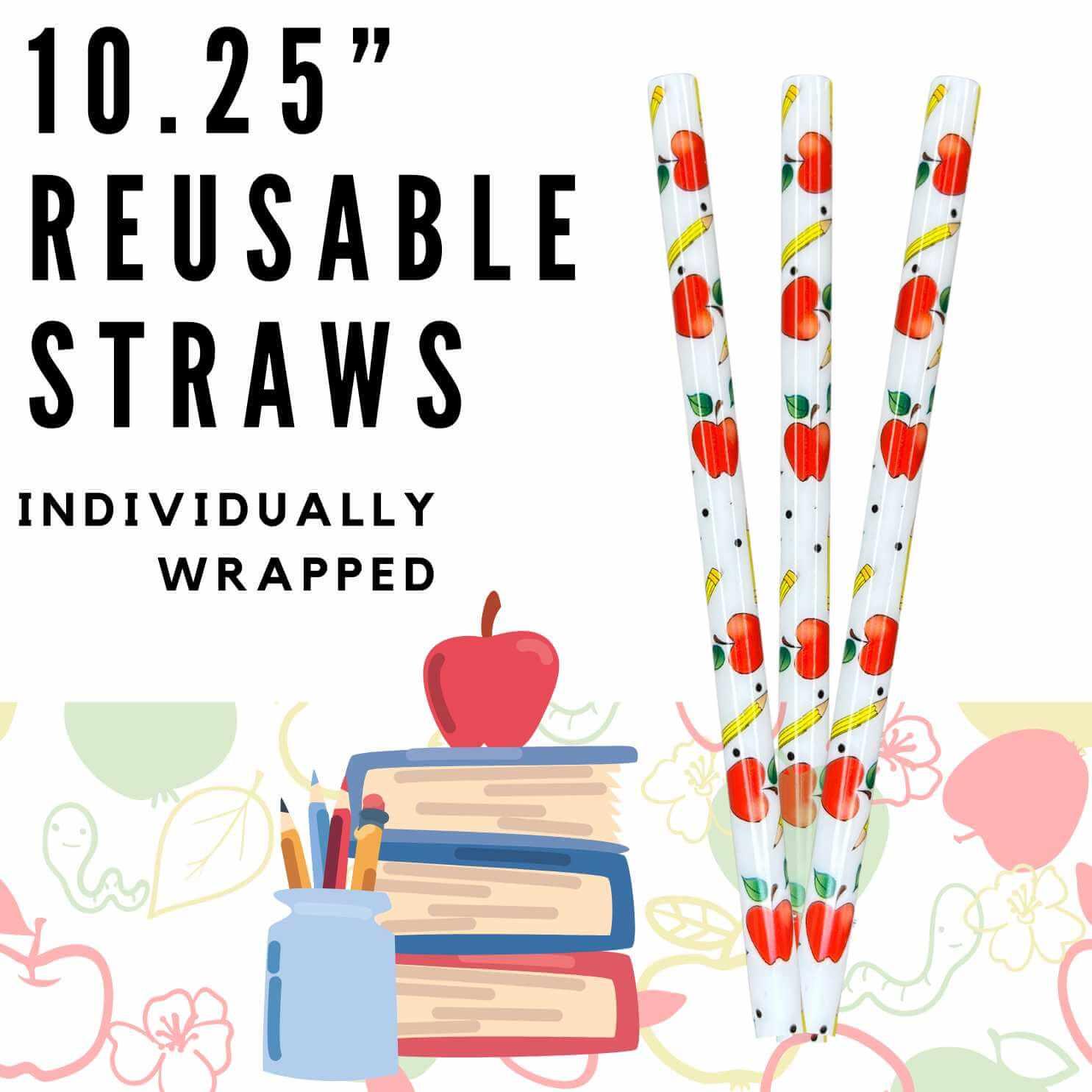 Sip Sleeves ~ Insulated Cup Sleeves and Drink Accessories - Wholesale Drinking Straw - Pink Blush Hearts  10.25" Long Printed Plastic Straws  IND WRAPPED4