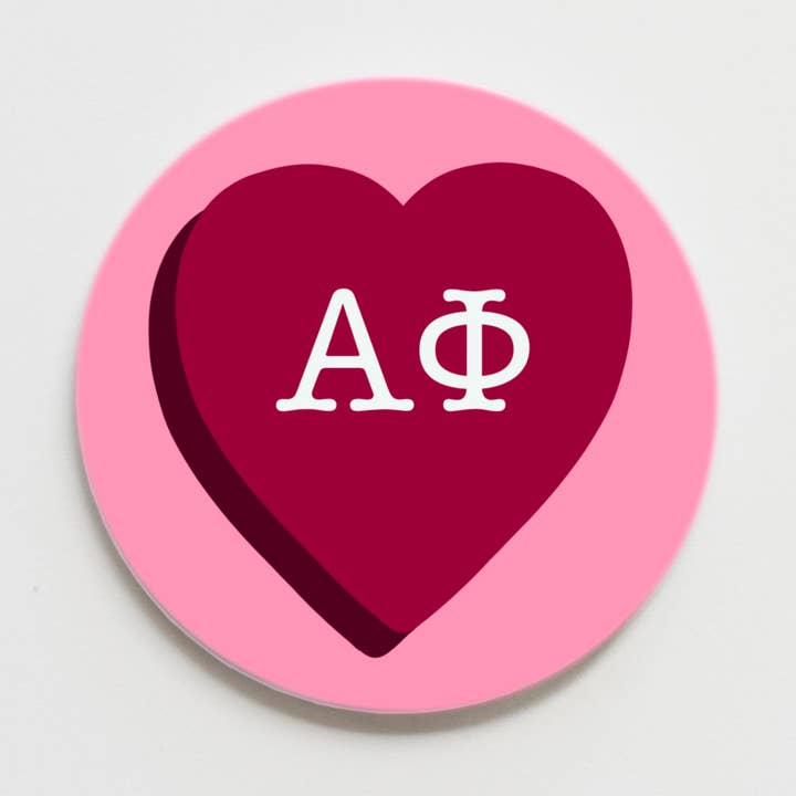 Alpha Phi Greek Conversation Heart Button - 1.50 inch for wholesale by Good Vibez Collegiate