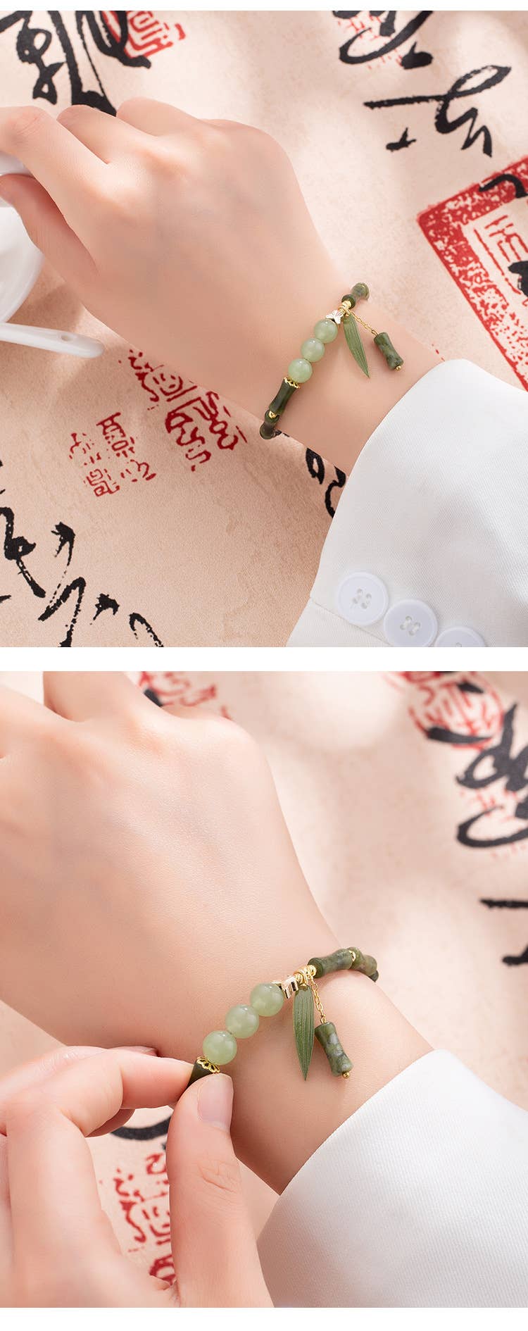 Gemscape UK - Wholesale Beaded Bracelet - Bamboo Green Gold Bracelet6