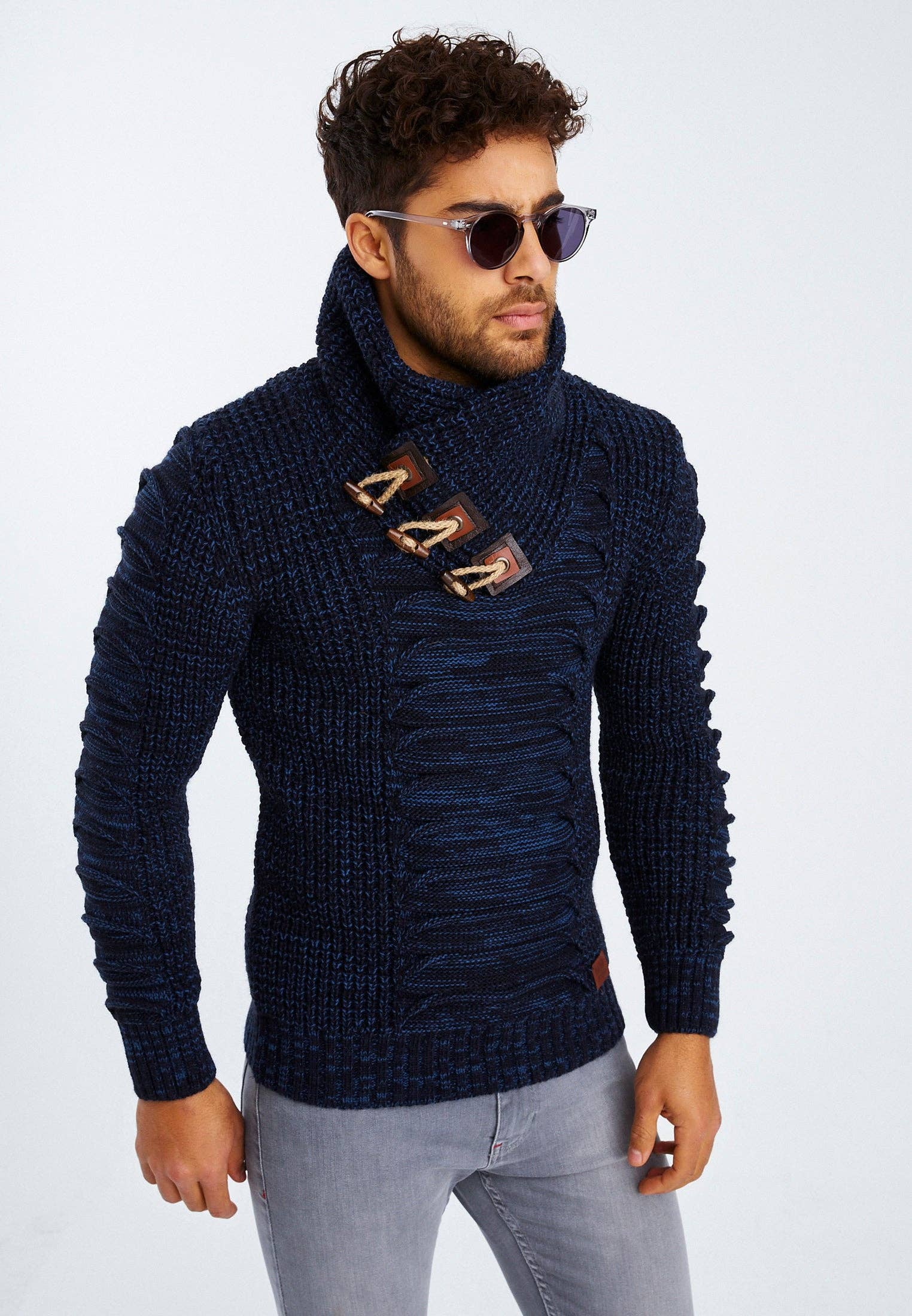 Leif Nelson GmbH - Wholesale Knit Sweater - Men's - Men's Knit Sweater Chunky Knit Shawl Collar LN-557519