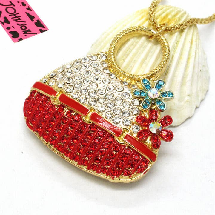 Designer Rhinestone Handbag with Flowers for wholesale by Sassy Jewelry Collection