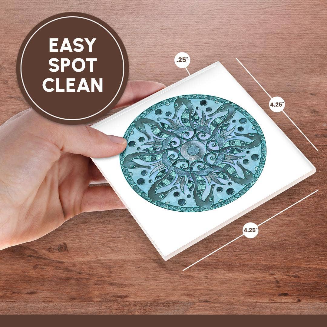 3dRose - Wholesale Coasters - 3dRose, Glamorous Sea Horse Mandala In Shades Of Blue, Coaster6