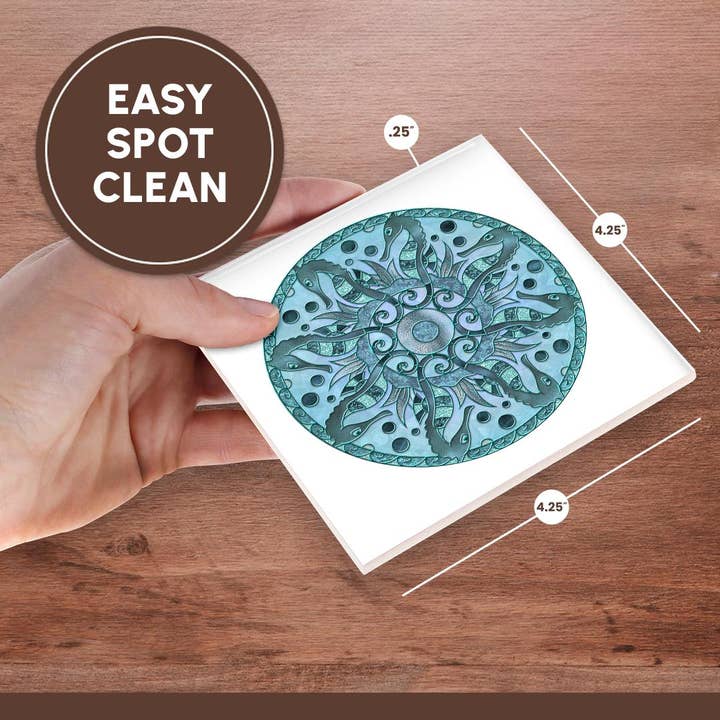 3dRose - Wholesale Coasters - 3dRose, Glamorous Sea Horse Mandala In Shades Of Blue, Coaster6