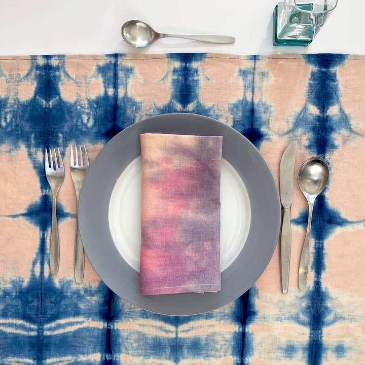 Rousseau - Wholesale Dinner & cloth napkin - Hand Painted Blush Pink Napkins, Sunset Pattern, Set of Four1