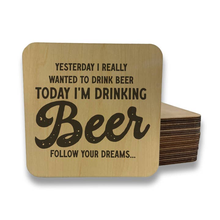 YESTERDAY I WANTED A BEER Magnet/Drink Coaster for wholesale by dkhandmade