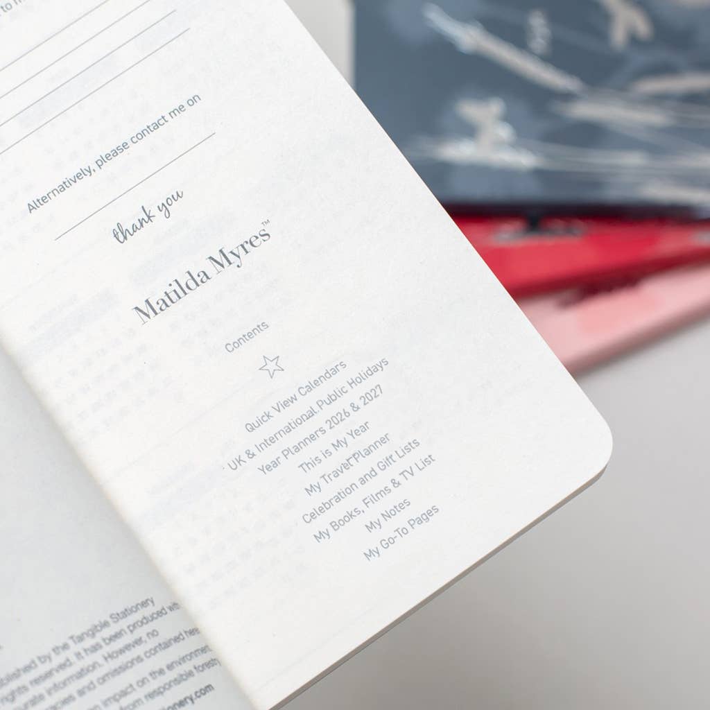 Tangible Stationery – wholesale Planner – Matilda Myres - 2026 Diary - Slim Weekly Notes3