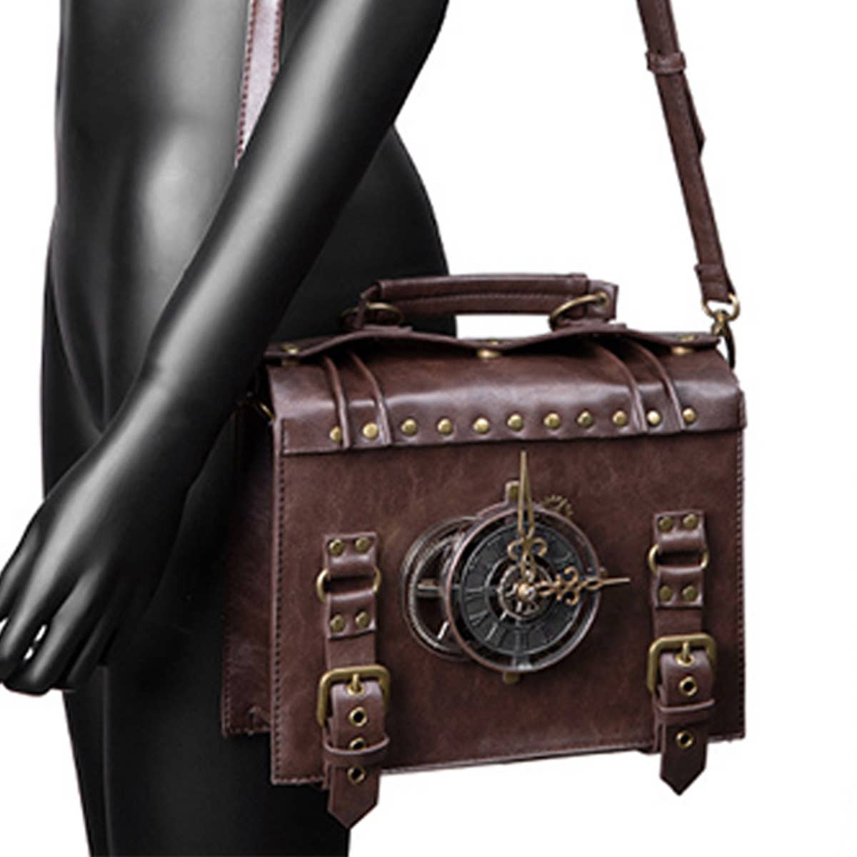 COFFEE RETRO CLOCK DECORATIVE PUNK SHOULDER BAG_CWAB0629 for wholesale on Faire1