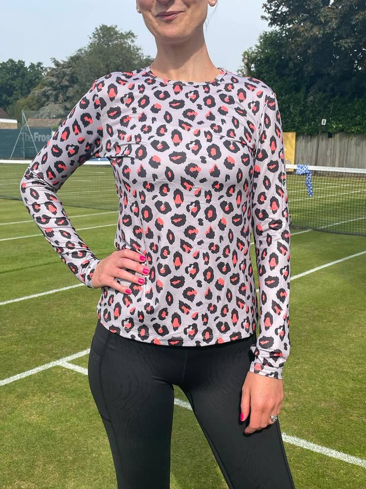 Grey & Coral Leopard Base Layer for wholesale by Pokita