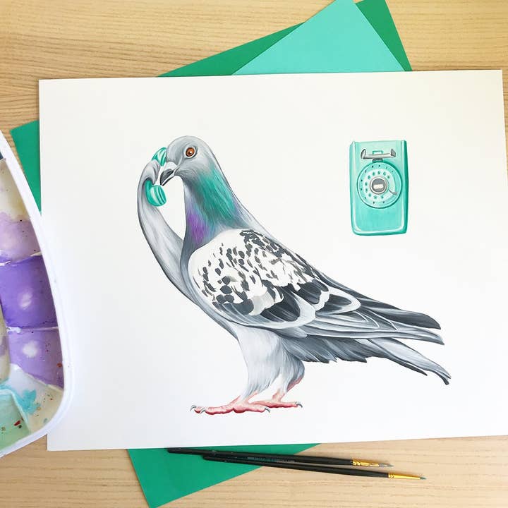 Sardines Studio - Wholesale Art Print - Pigeon on the phone Poster