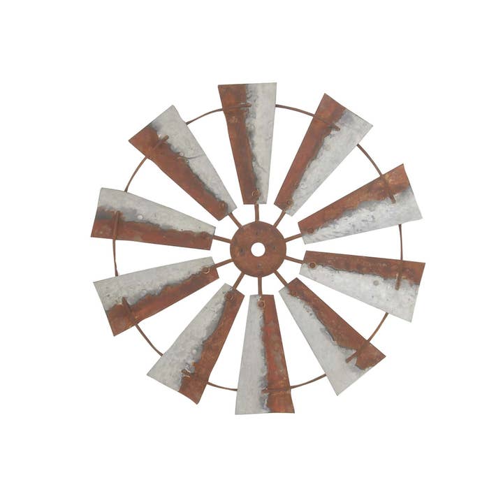 Import Corner - Wholesale Wall Accent - A-84201: BROWN METAL WINDMILL INDOOR OUTDOOR HOME WALL DECOR
