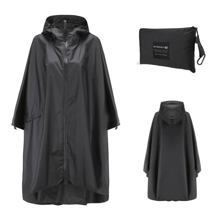 Damen Regenponcho zum Fahrradfahren & Wandern schwarz für den Großhandel von Bomence