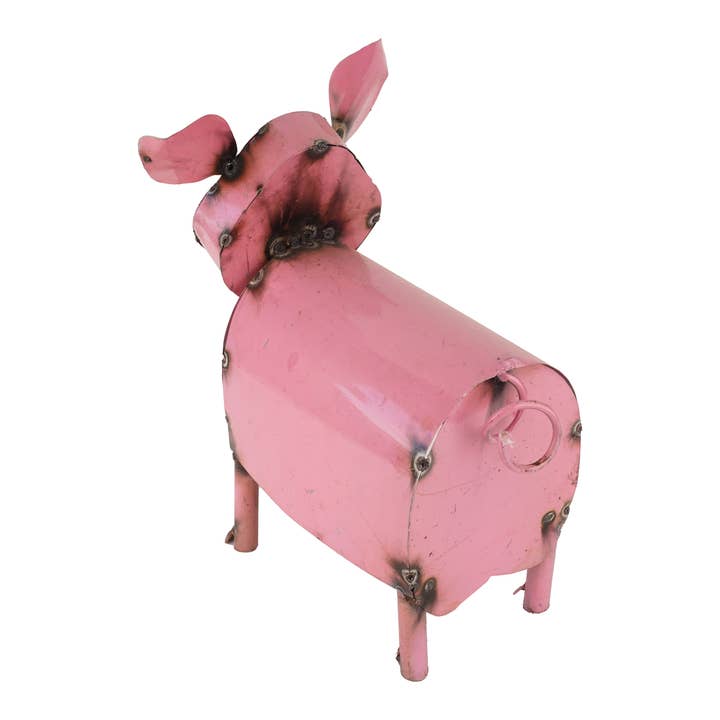 My Amigos Imports – Großhandel Gartendeko/-schmuck – Rosie das rosa Schwein, Gartenkunst aus Metall, 9x13x15H2