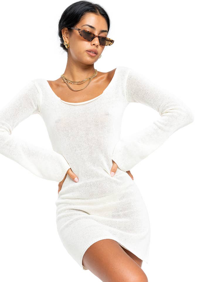 Eva Knitted Mini Dress - White for wholesale by Lost In Nowhere