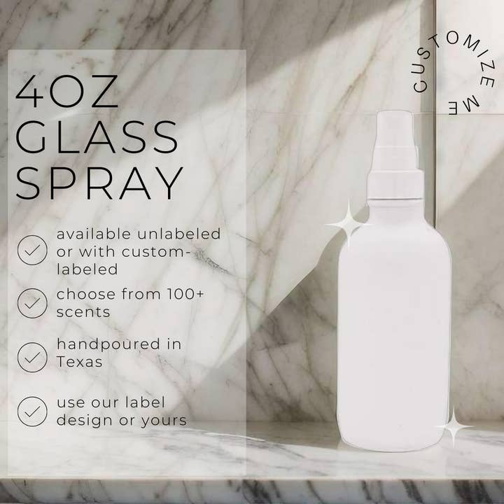 River Birch Candles - Wholesale Room & linen spray - 4oz Unlabeled Glass White Room Spray - Private Label Ready3