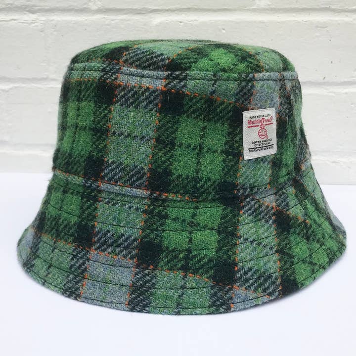 Green Bucket Hat, Check Hat, Scottish Tweed Hats for wholesale by Stan and Gwyn