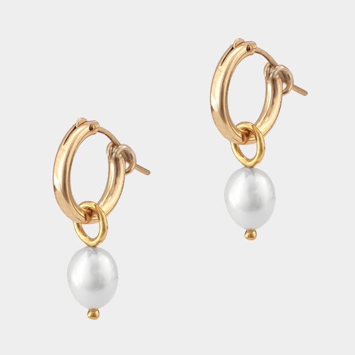Anna Hoops + Pearl Drop Charms for wholesale by Kara Yoo