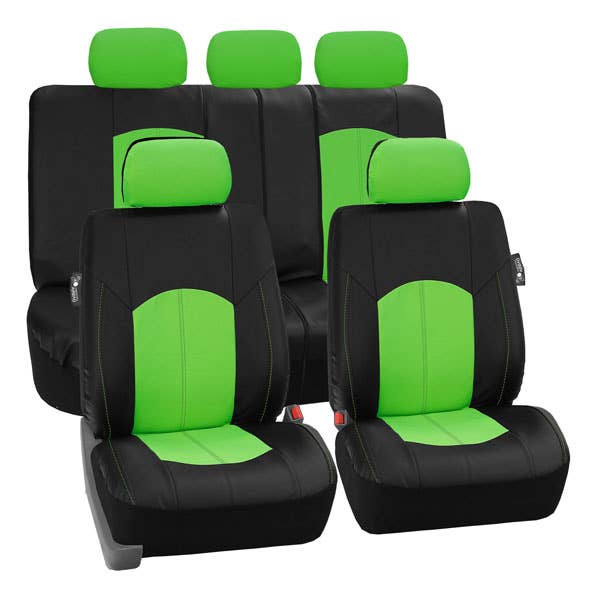 Fundas de asiento de piel sintética de la más alta calidad, juego completo, color verde para venta al por mayor de FH GROUP