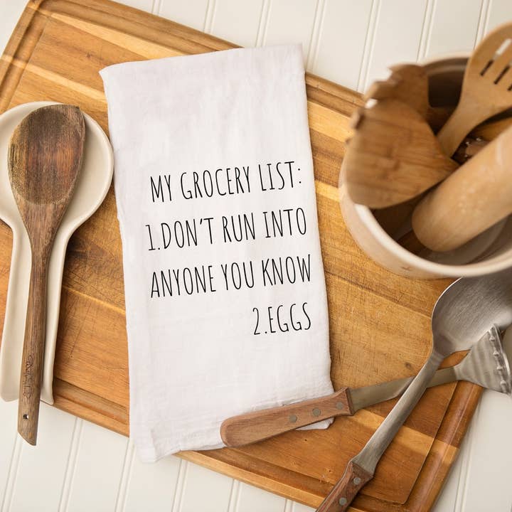 Grocery List Flour Sack Towel for wholesale by Central Pines Home Co
