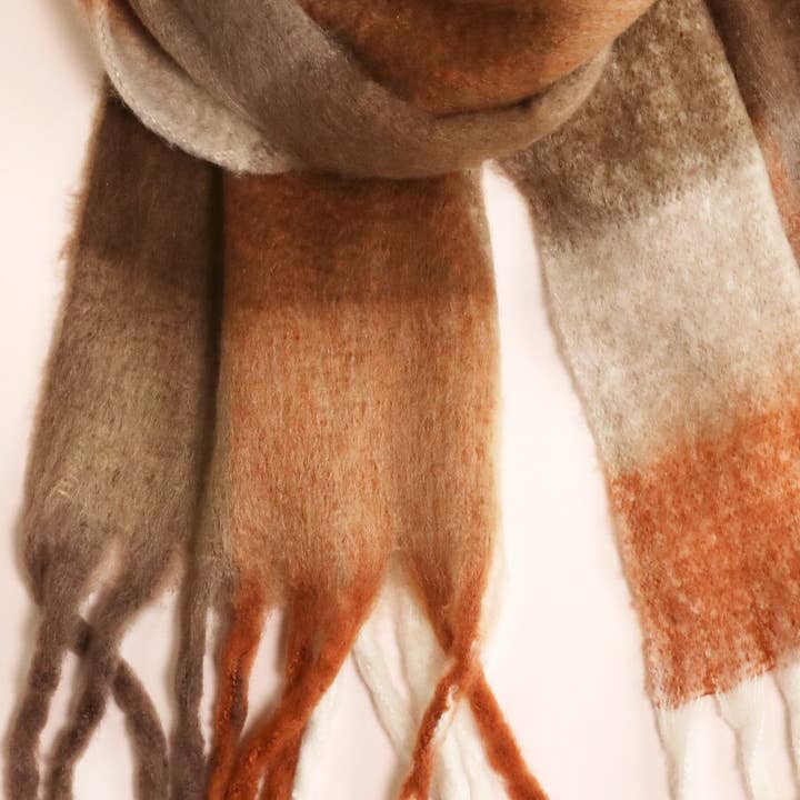Lisa Angel - Wholesale Scarf - Women's - Brown Check Winter Scarf