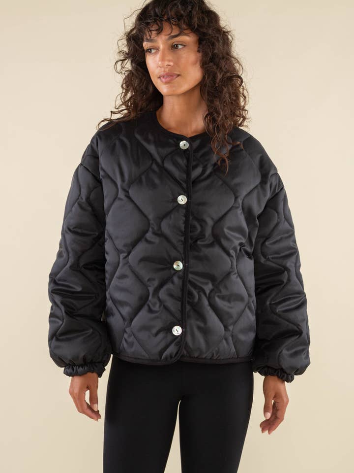 Nubi Black Boxy Quilted Jacket for wholesale by NLT