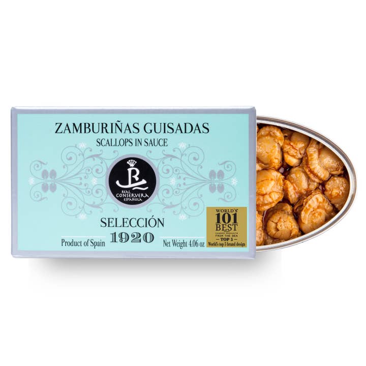 Real Conservera, Seleccion 1920, Scallops in Galician Sauce for wholesale by Spanish Colmado by Ibericos USA