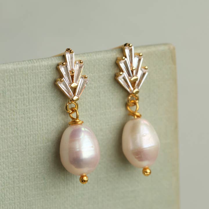 Silk Purse, Sow's Ear - Wholesale Dangle Earrings - Art Deco Freshwater Pearl Earrings