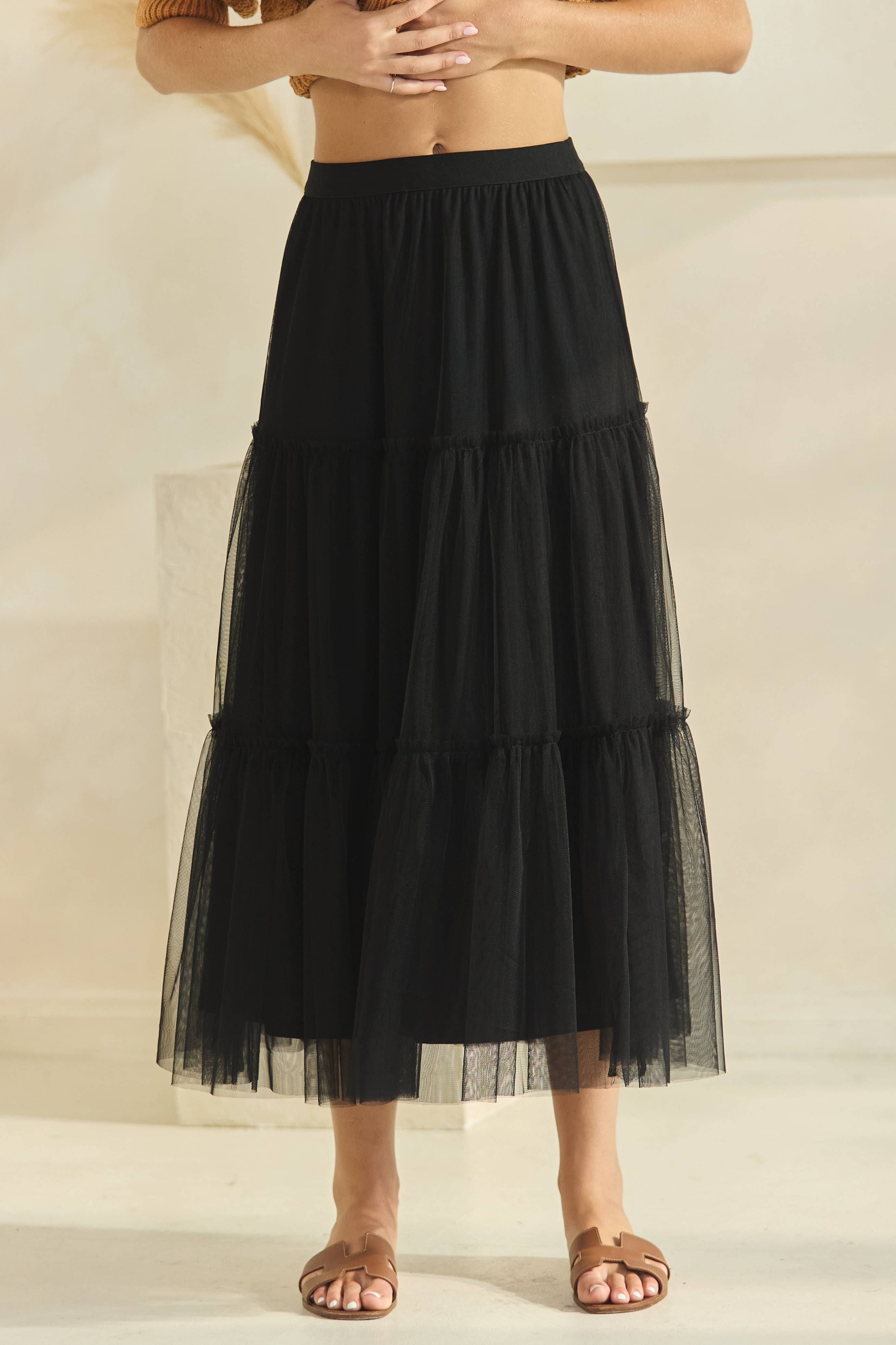 Oddi - Wholesale Skirt - Women's - Plus Tired Mesh Maxi Skirt8