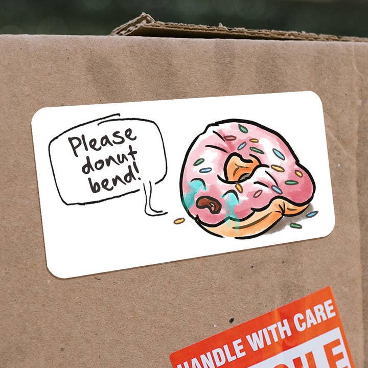 DoNut Bend Stickers for Packages, Small Business Labels (10) for wholesale by Aaron Millard Illustration