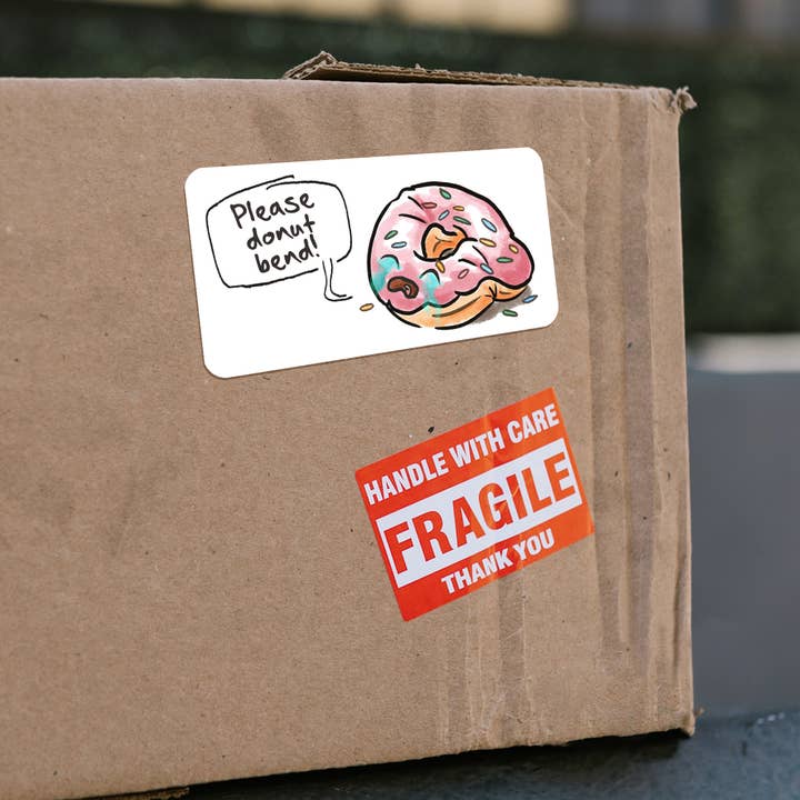 DoNut Bend Stickers for Packages, Small Business Labels (10) for wholesale by Aaron Millard Illustration