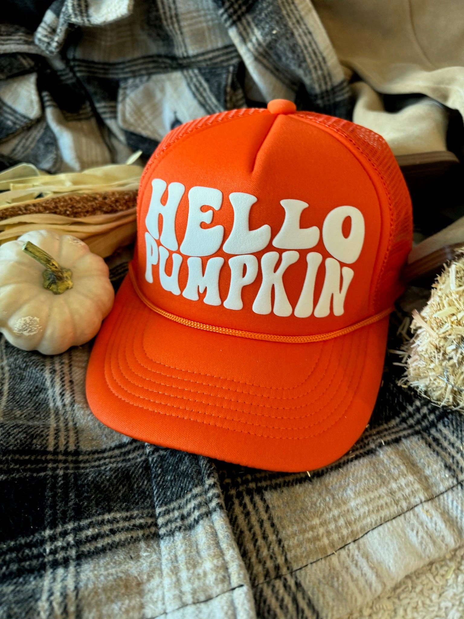 Malibu and Mint - Wholesale Trucker Hat - Women's - Hello Pumpkin Trucker Hat