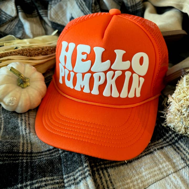 Malibu and Mint - Wholesale Trucker Hat - Women's - Hello Pumpkin Trucker Hat0