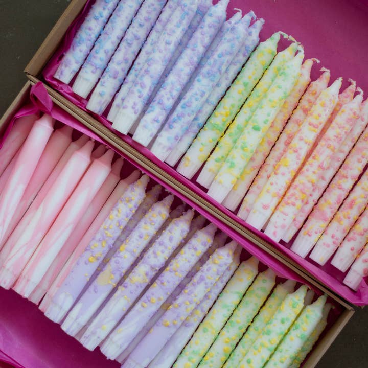 Nordtrice - Wholesale Tapered Candle/Candlestick - Taper candles- rainbow confetti lemon