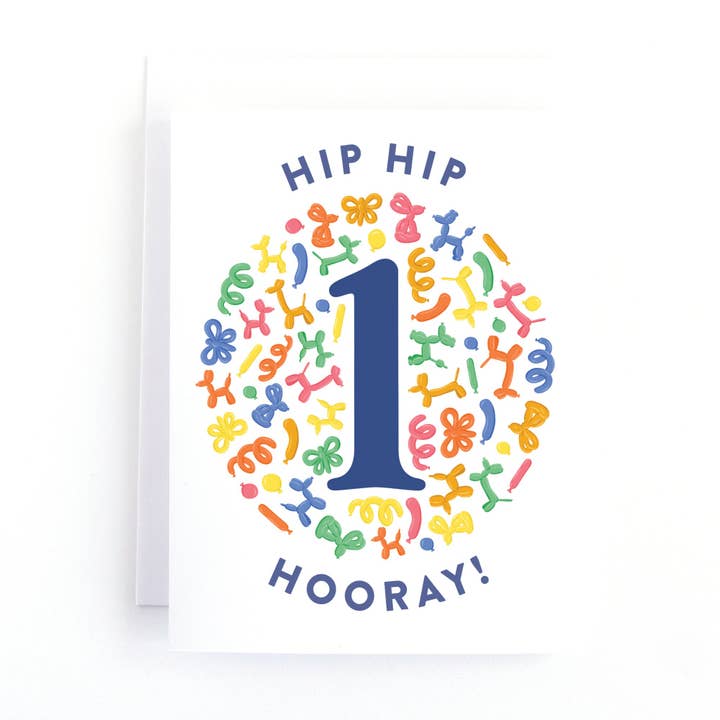 Balloon Animal First Birthday Card for wholesale by Pedaller Designs