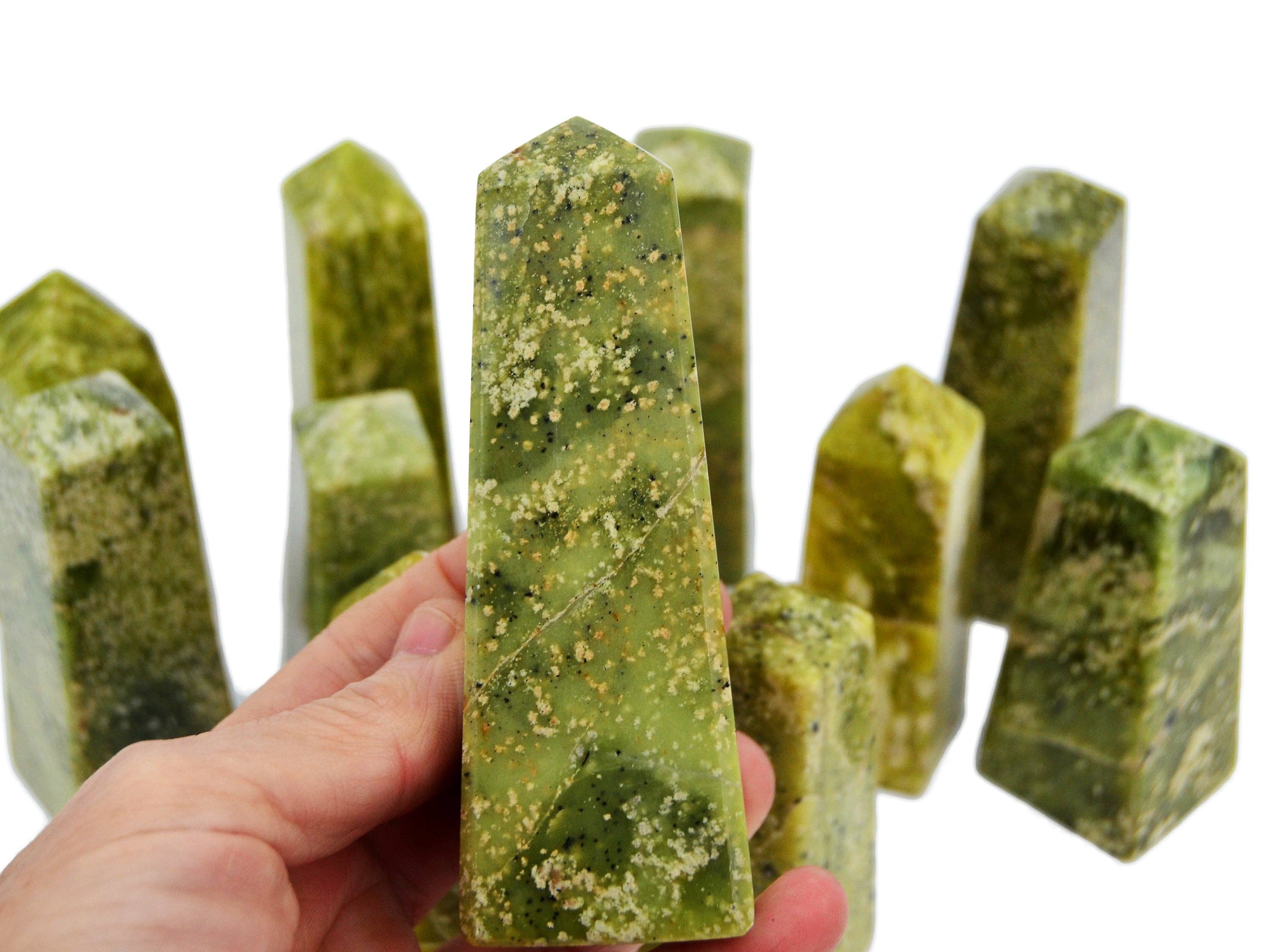 Kaia & Crystals - Wholesale Spiritual Stone/Crystal - Natural Serpentine Crystal Obelisk (100g - 300g)1