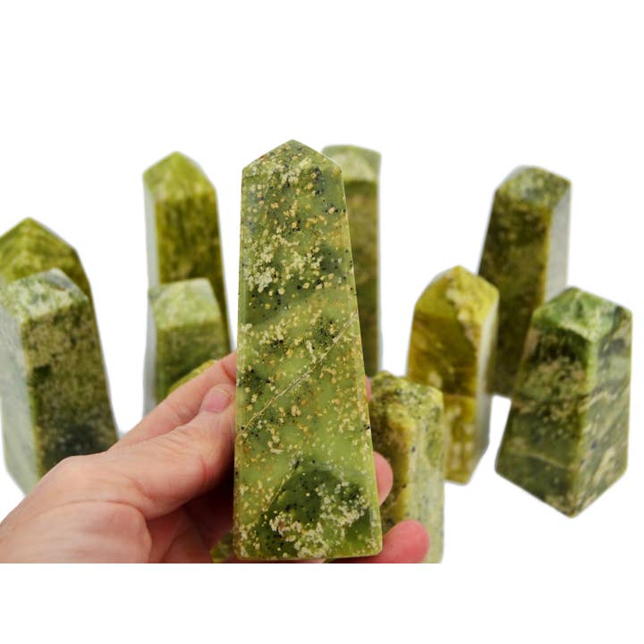 Kaia & Crystals - Wholesale Spiritual Stone/Crystal - Natural Serpentine Crystal Obelisk (100g - 300g)1