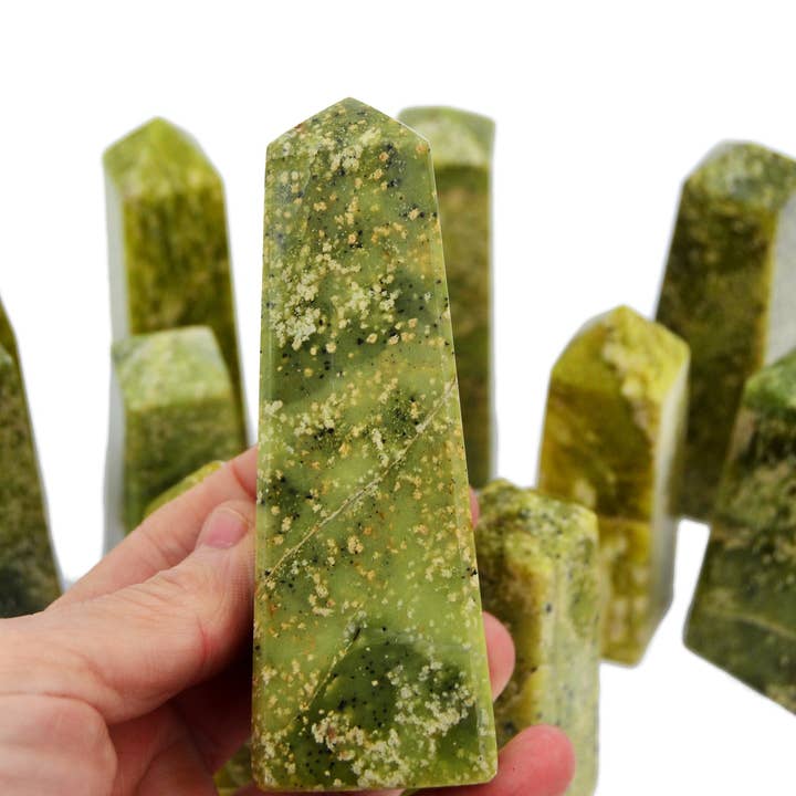 Kaia & Crystals - Wholesale Spiritual stone/crystal - Natural Serpentine Crystal Obelisk (100g - 300g)1