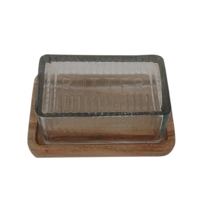 BIDKhome - Wholesale Butter Dish - Wood Butter Dish with Glass Dome