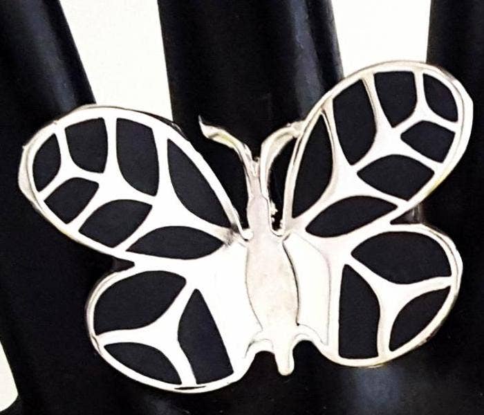 Costello International – wholesale Cocktail/Statement Ring – Eldad emalj Silver tropiska fjäril ringar2