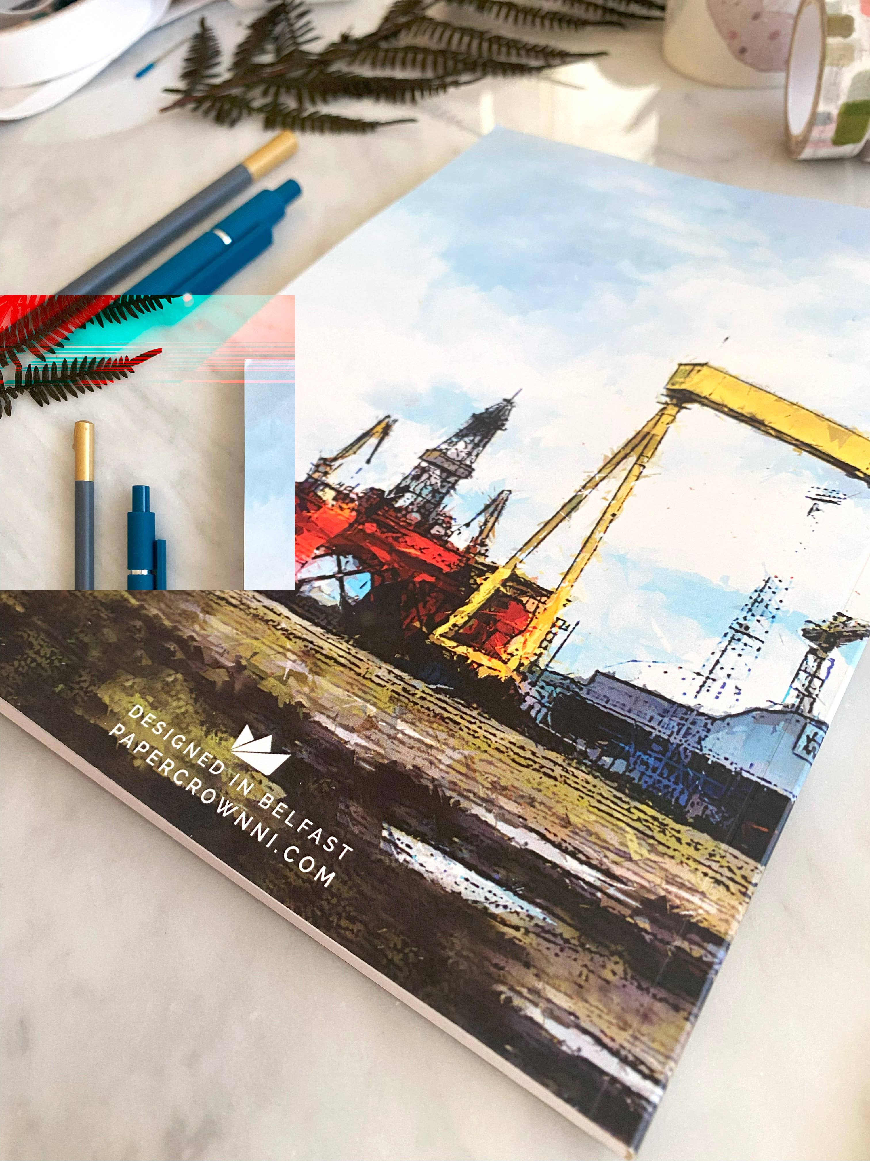 PAPERCROWN NI - Wholesale Notebook - Harland & Wolff Cranes A5 Notebook, Titanic Shipbuilders3