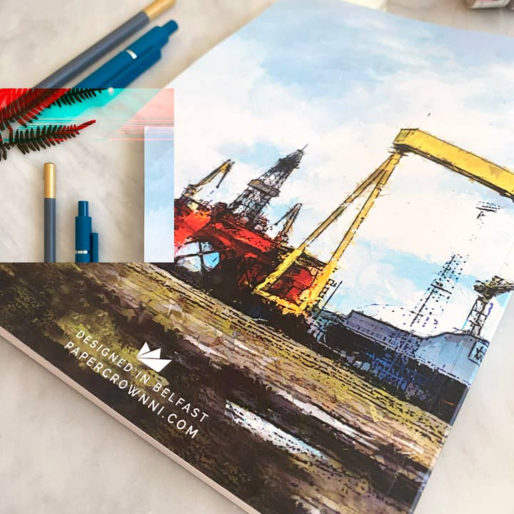 PAPERCROWN NI - Wholesale Notebook - Harland & Wolff Cranes A5 Notebook, Titanic Shipbuilders3