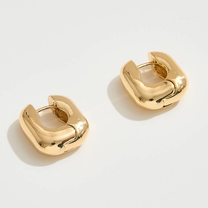 Sensibling Corp. - Wholesale Huggie Earrings - 14K Gold Dipped Square Huggie Hoop Earrings