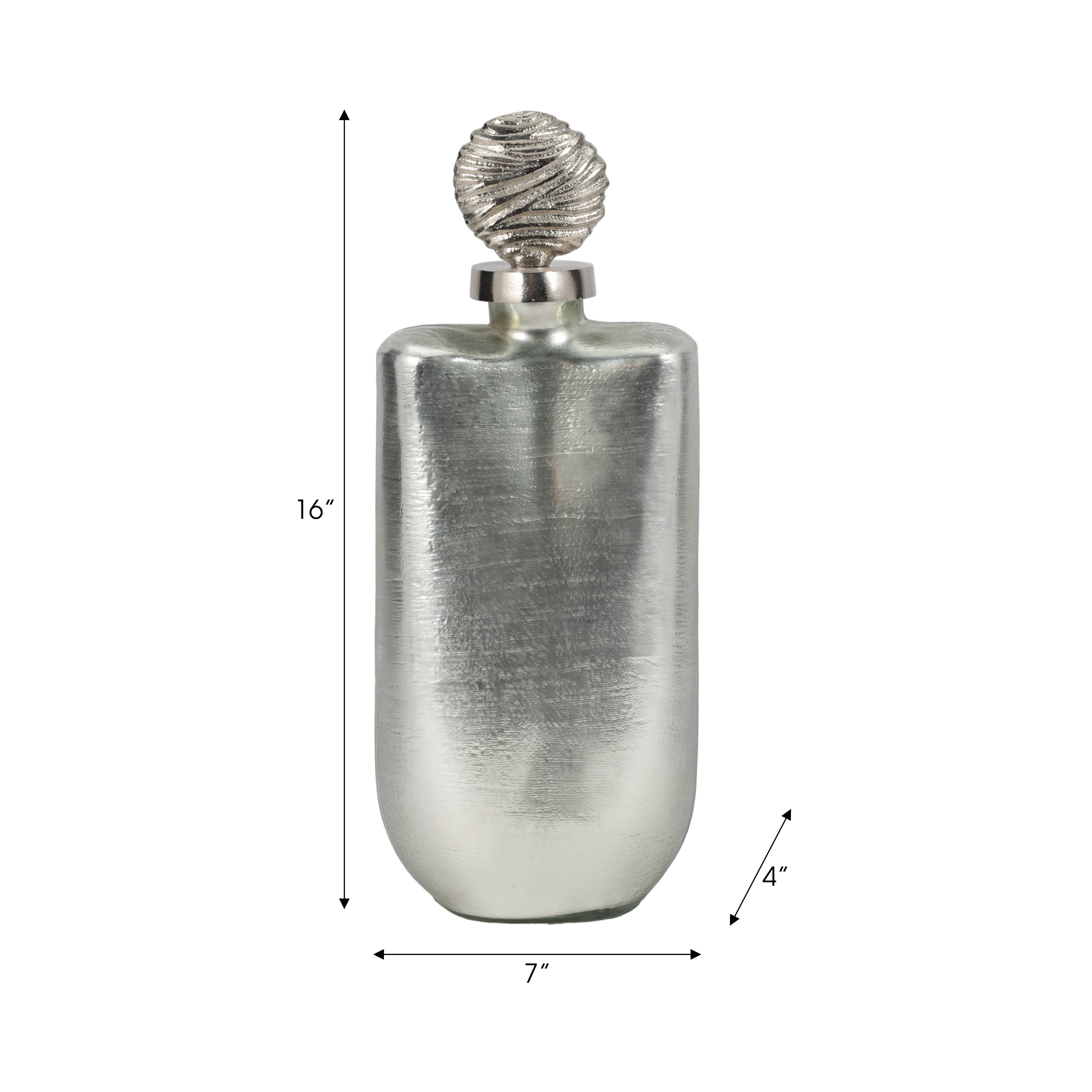 Sagebrook Home - Wholesale Decorative Jar - Glass Metallic Decorative Jar Orb Topper - Silver, 16 in.1